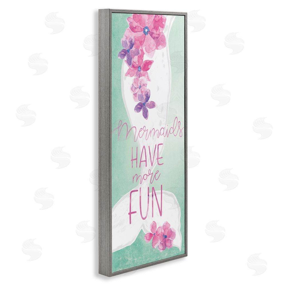 Yass Naffas Designs Mermaids Have More Fun Gray Framed Giclee Wall Art Print