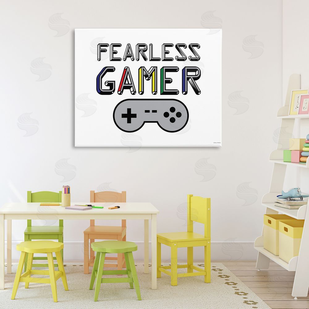 Yass Naffas Designs Fearless Gamer Retro Canvas Wall Art Print in Room