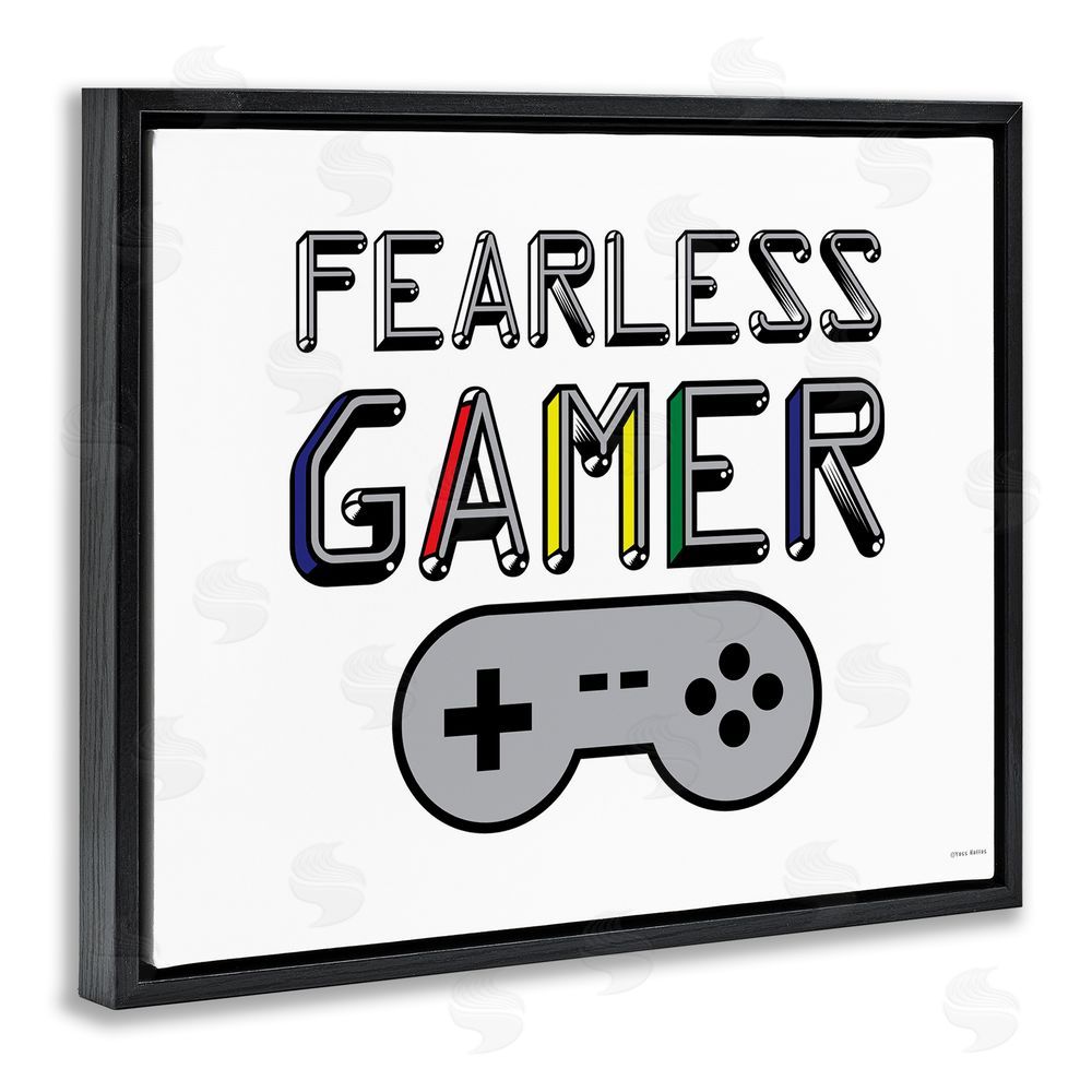 Yass Naffas Designs Fearless Gamer Retro Black Floating Frame Canvas Wall Art Print