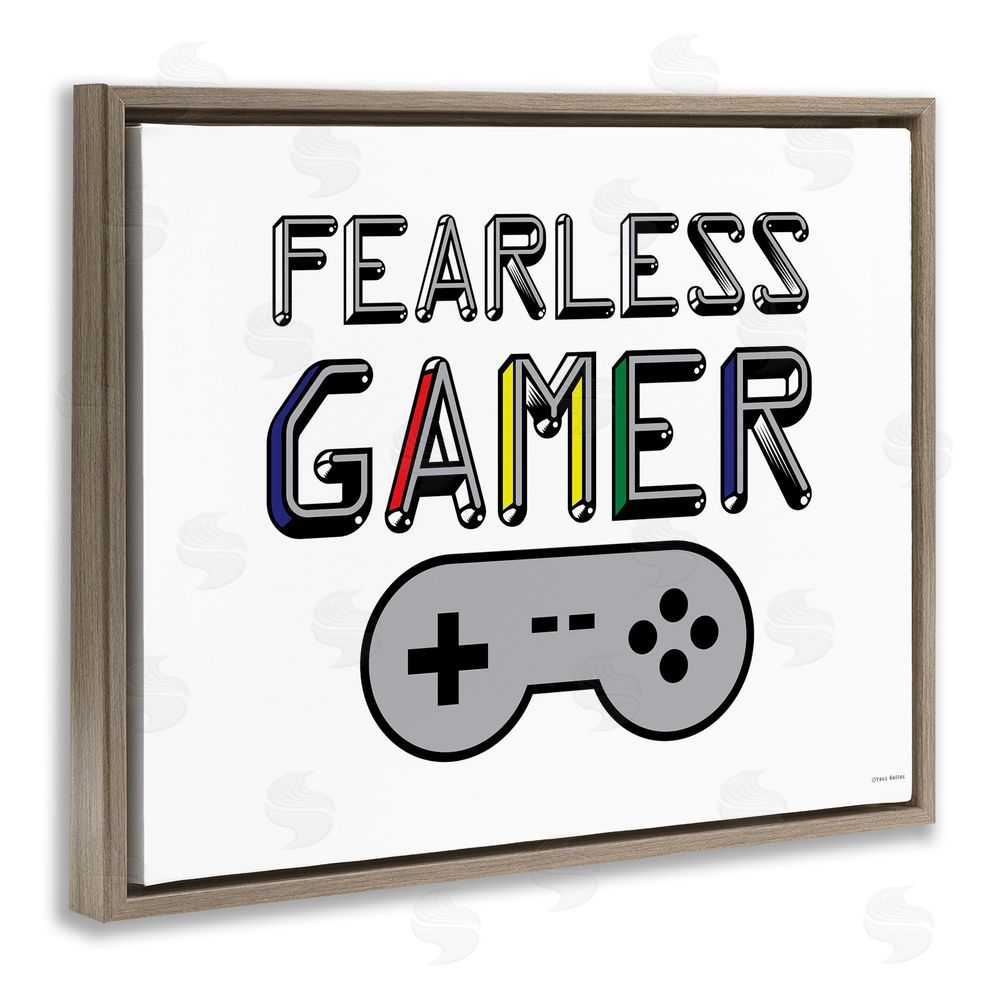Yass Naffas Designs Fearless Gamer Retro Brown Floating Frame Canvas Wall Art Print