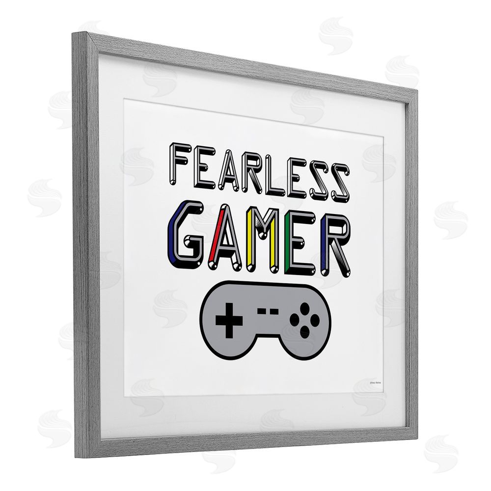 Yass Naffas Designs Fearless Gamer Retro Gray Framed Print Under Glass Wall Art