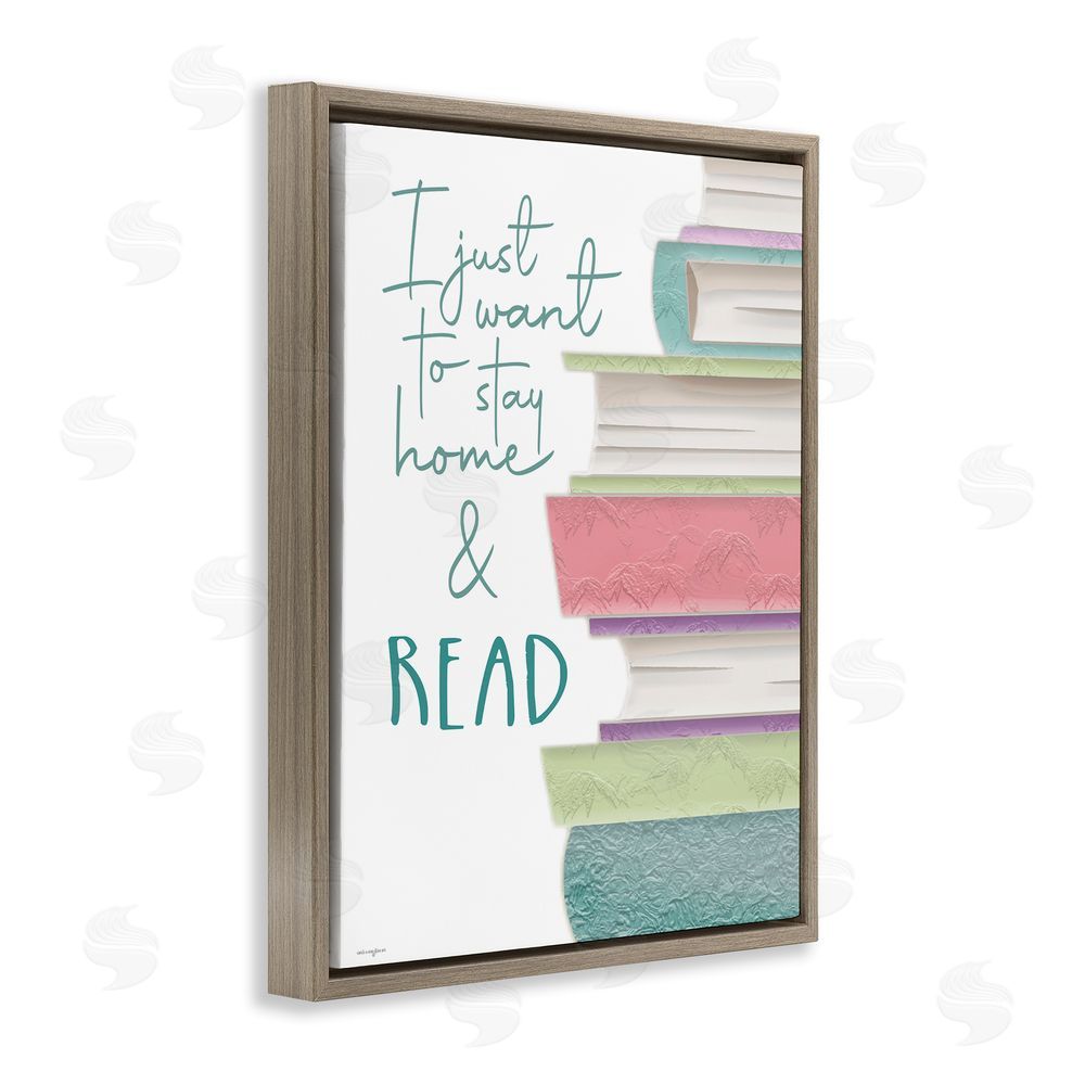 Seven Trees Design Stay Home & Read Brown Floating Frame Canvas Wall Art Print