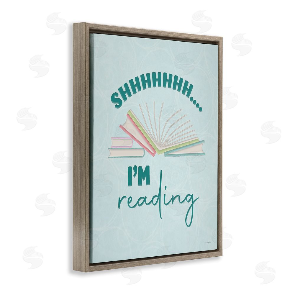 Seven Trees Design Shhh I'm Reading Brown Floating Frame Canvas Wall Art Print