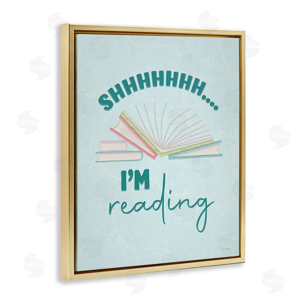Seven Trees Design Shhh I'm Reading Gold Floating Frame Canvas Wall Art Print