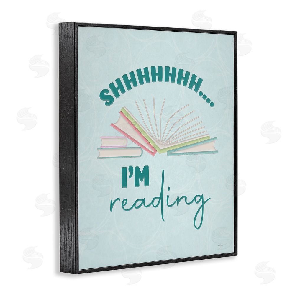 Seven Trees Design Shhh I'm Reading Black Framed Giclee Wall Art Print