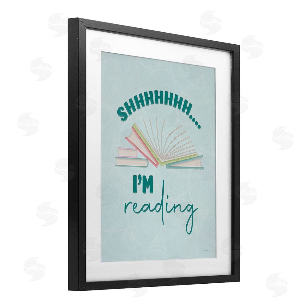 Seven Trees Design Shhh I'm Reading Black Framed Print Under Glass Wall Art