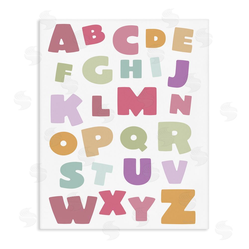 Susan Ball Muted Alphabet Letters Stretched Canvas Wall Art Print