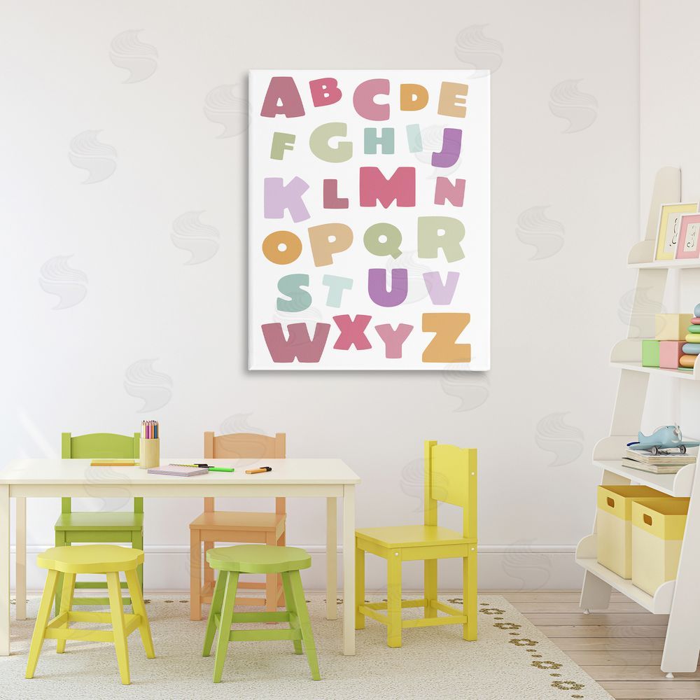 Susan Ball Muted Alphabet Letters Canvas Wall Art Print in Room