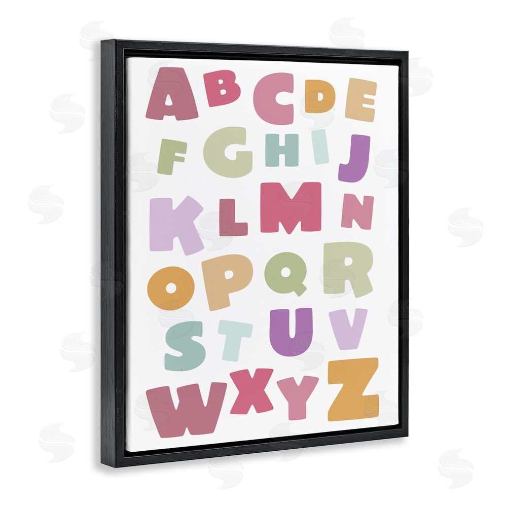 Susan Ball Muted Alphabet Letters Black Floating Frame Canvas Wall Art Print