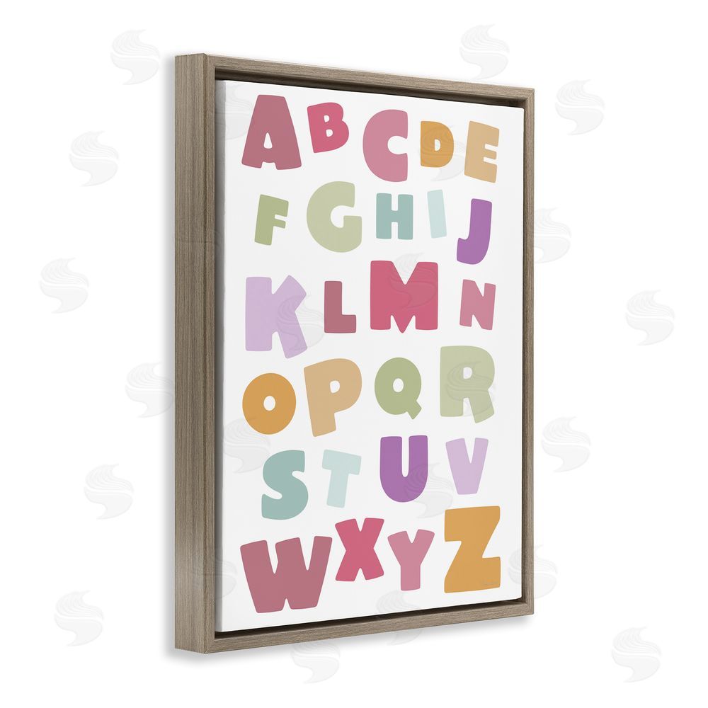 Susan Ball Muted Alphabet Letters Brown Floating Frame Canvas Wall Art Print