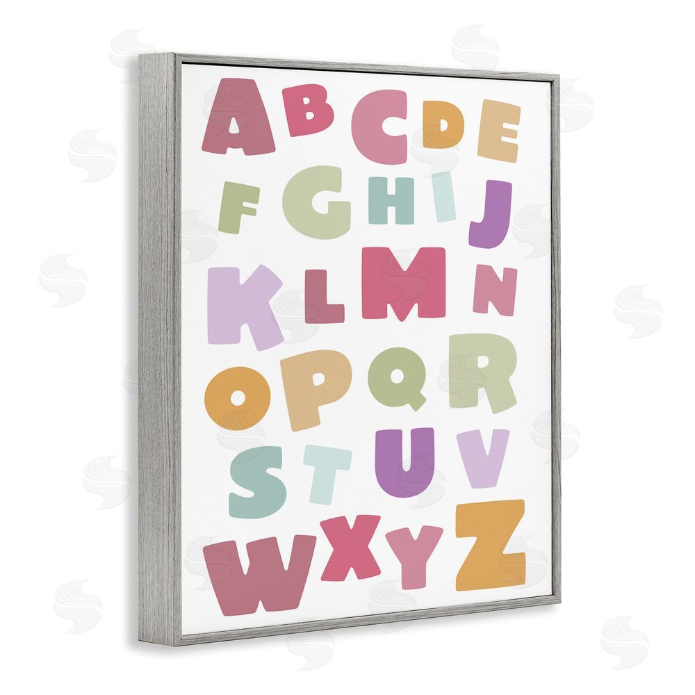 Susan Ball Muted Alphabet Letters Gray Framed Giclee Wall Art Print