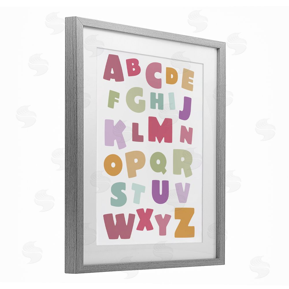 Susan Ball Muted Alphabet Letters Gray Framed Print Under Glass Wall Art