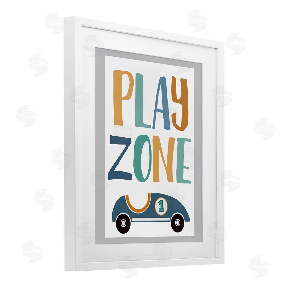 Susan Ball Play Zone Racecar White Framed Print Under Glass Wall Art