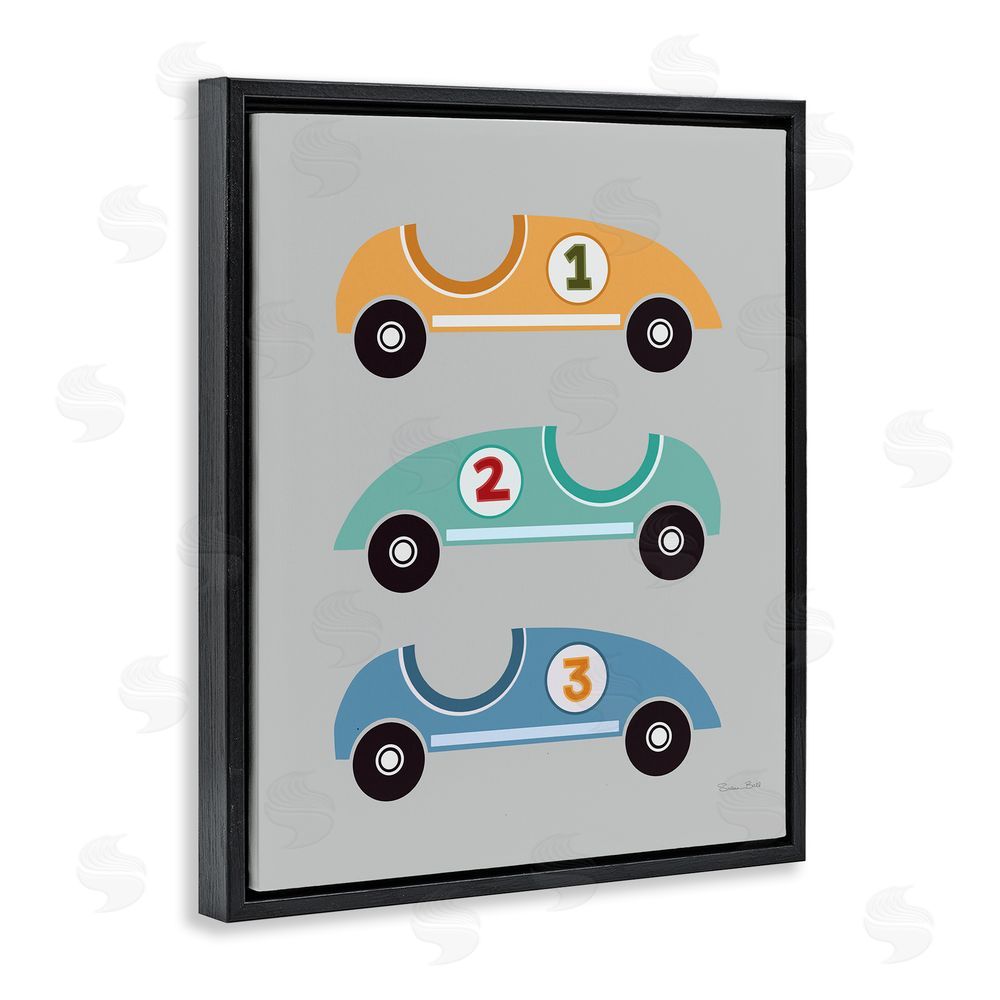 Susan Ball Vroom Race Cars Black Floating Frame Canvas Wall Art Print