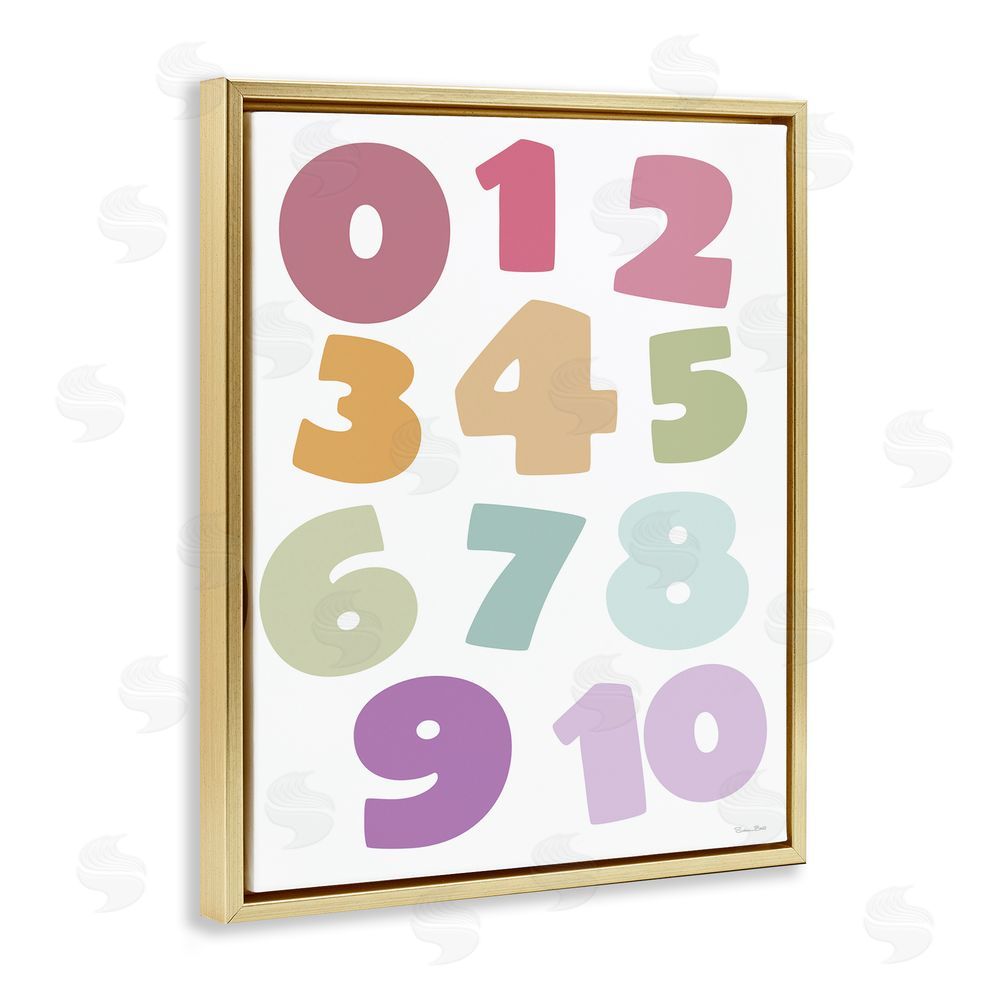 Susan Ball Muted Counting Numbers Gold Floating Frame Canvas Wall Art Print