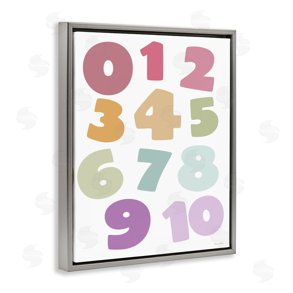 Susan Ball Muted Counting Numbers Gray Floating Frame Canvas Wall Art Print