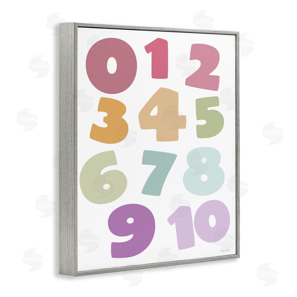 Susan Ball Muted Counting Numbers Gray Framed Giclee Wall Art Print