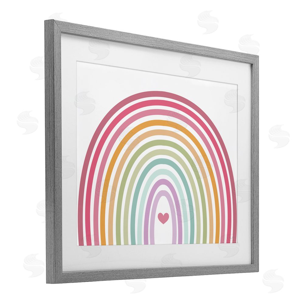 Susan Ball Rainbow Love & Heart Gray Framed Print Under Glass Wall Art