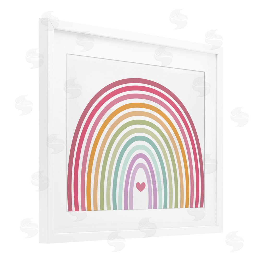 Susan Ball Rainbow Love & Heart White Framed Print Under Glass Wall Art