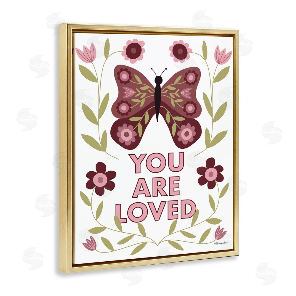 Susan Ball You Are Loved Symmetrical Gold Floating Frame Canvas Wall Art Print