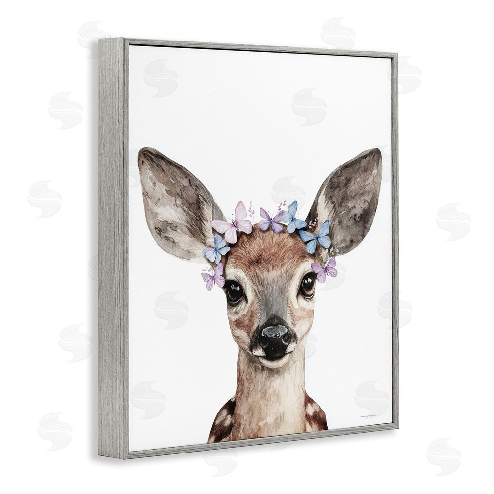 Svetlana Aleynikova Fawn & Butterfly Wings Gray Framed Giclee Wall Art Print