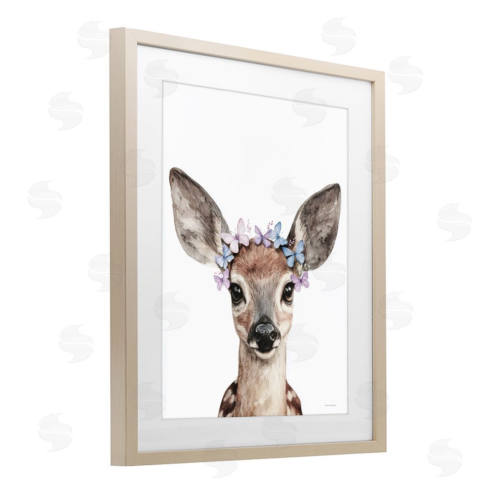 Svetlana Aleynikova Fawn & Butterfly Wings Birch Framed Print Under Glass Wall Art