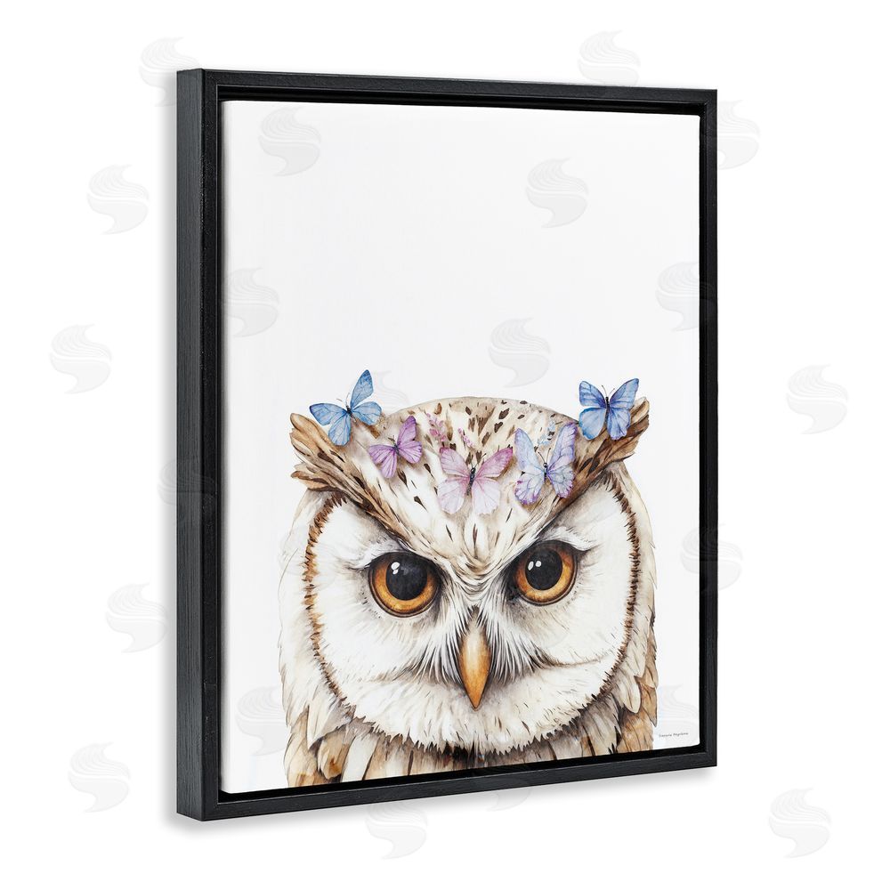 Svetlana Aleynikova Owl & Butterfly Wings Black Floating Frame Canvas Wall Art Print
