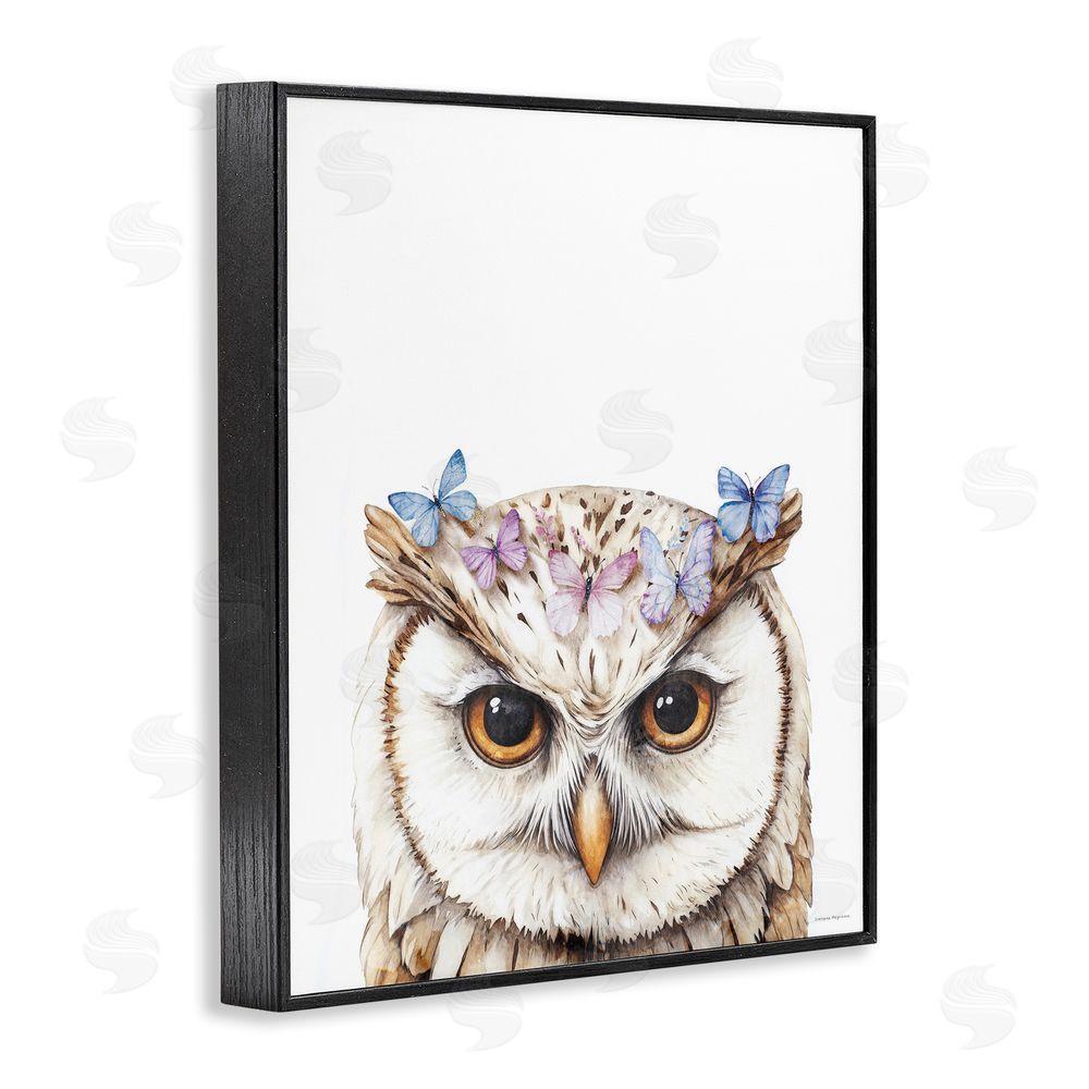 Svetlana Aleynikova Owl & Butterfly Wings Black Framed Giclee Wall Art Print