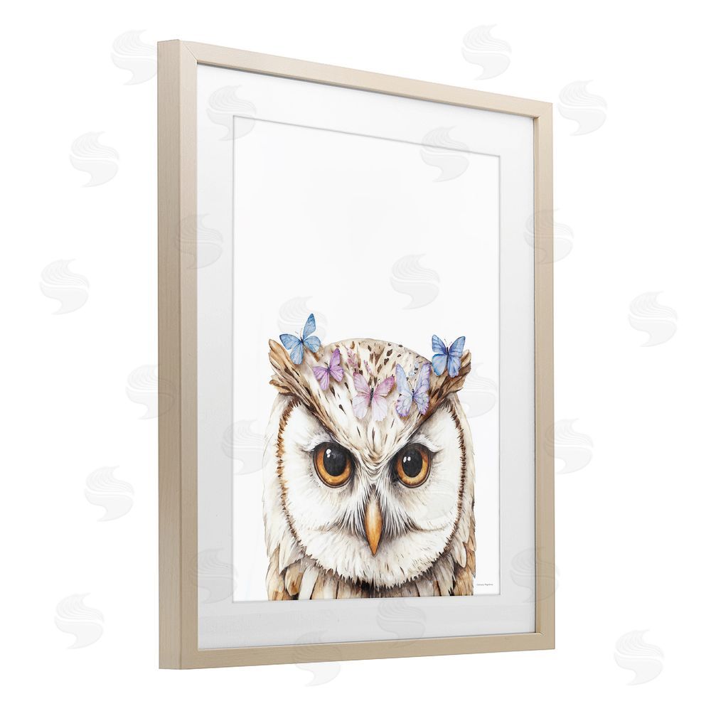 Svetlana Aleynikova Owl & Butterfly Wings Birch Framed Print Under Glass Wall Art