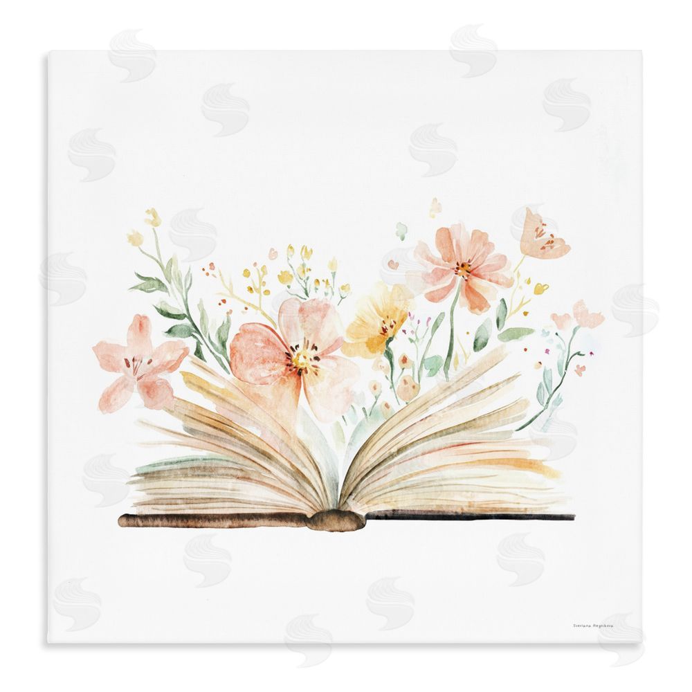 Svetlana Aleynikova Floral Flourishing Words Stretched Canvas Wall Art Print