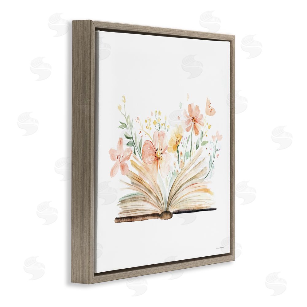 Svetlana Aleynikova Floral Flourishing Words Brown Floating Frame Canvas Wall Art Print