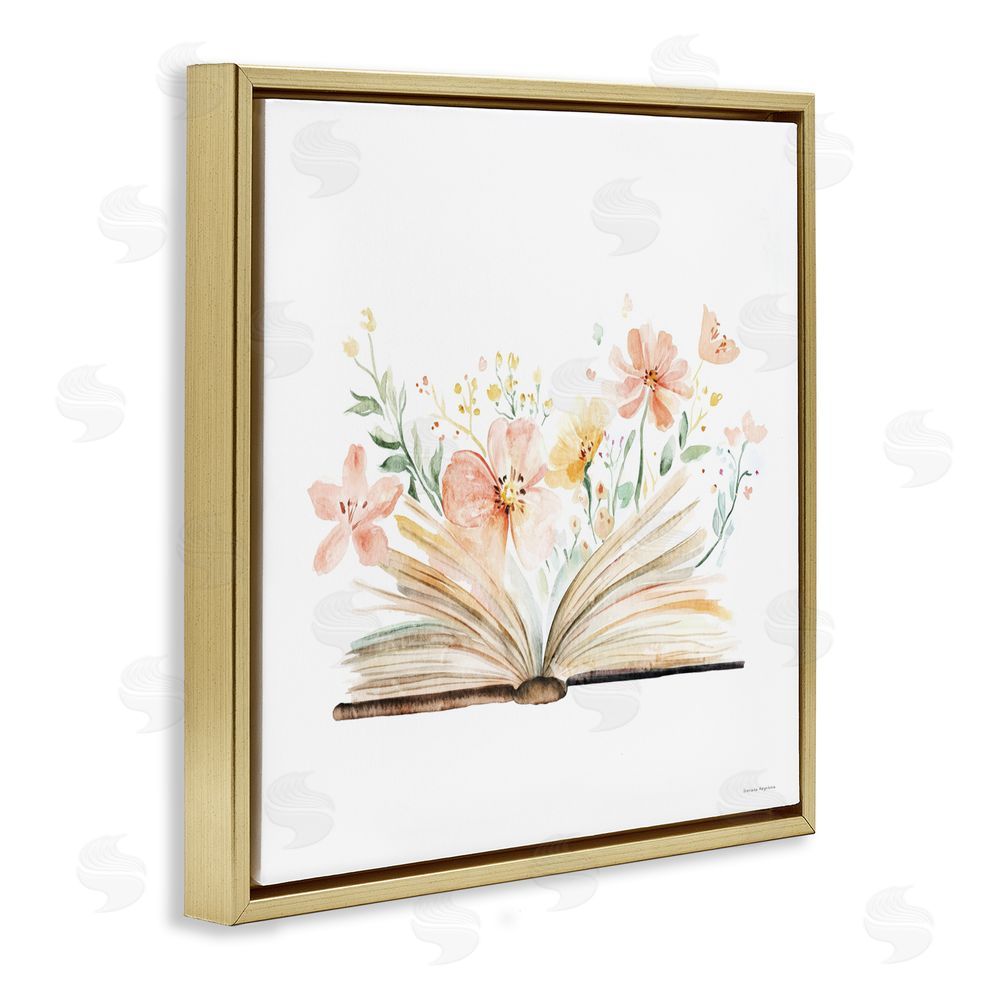 Svetlana Aleynikova Floral Flourishing Words Gold Floating Frame Canvas Wall Art Print