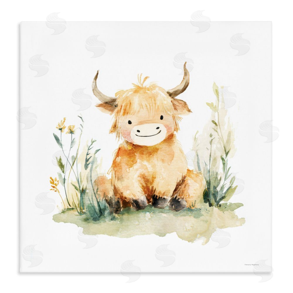 Svetlana Aleynikova Little Highland Calf Stretched Canvas Wall Art Print