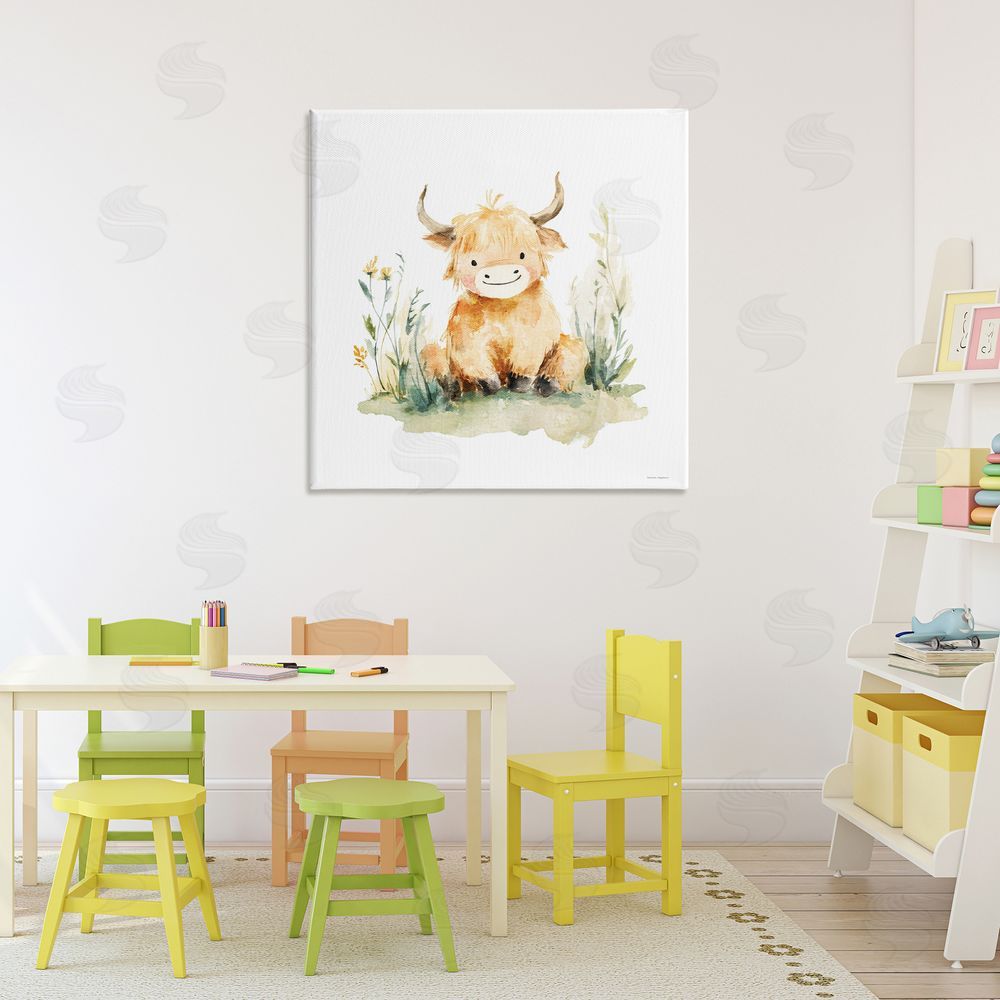 Svetlana Aleynikova Little Highland Calf Canvas Wall Art Print in Room