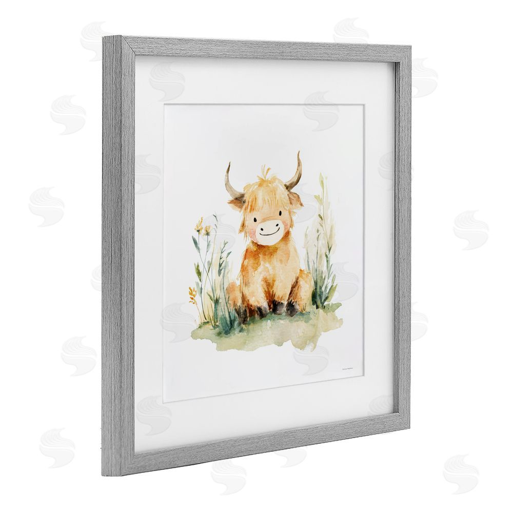 Svetlana Aleynikova Little Highland Calf Gray Framed Print Under Glass Wall Art