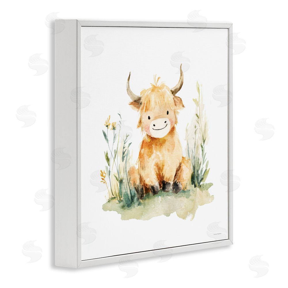 Svetlana Aleynikova Little Highland Calf White Framed Giclee Wall Art Print