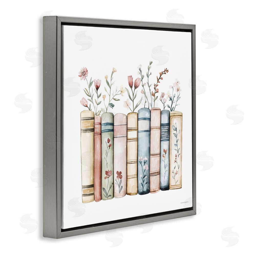 Svetlana Aleynikova Words That Blossom Gray Floating Frame Canvas Wall Art Print