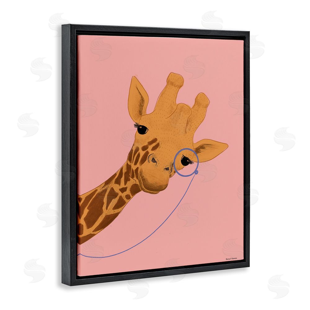 Rachel Nieman Playful Giraffe with Monocle Black Floating Frame Canvas Wall Art Print