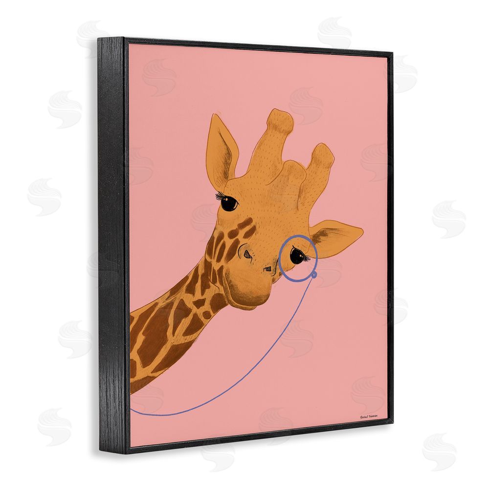 Rachel Nieman Playful Giraffe with Monocle Black Framed Giclee Wall Art Print