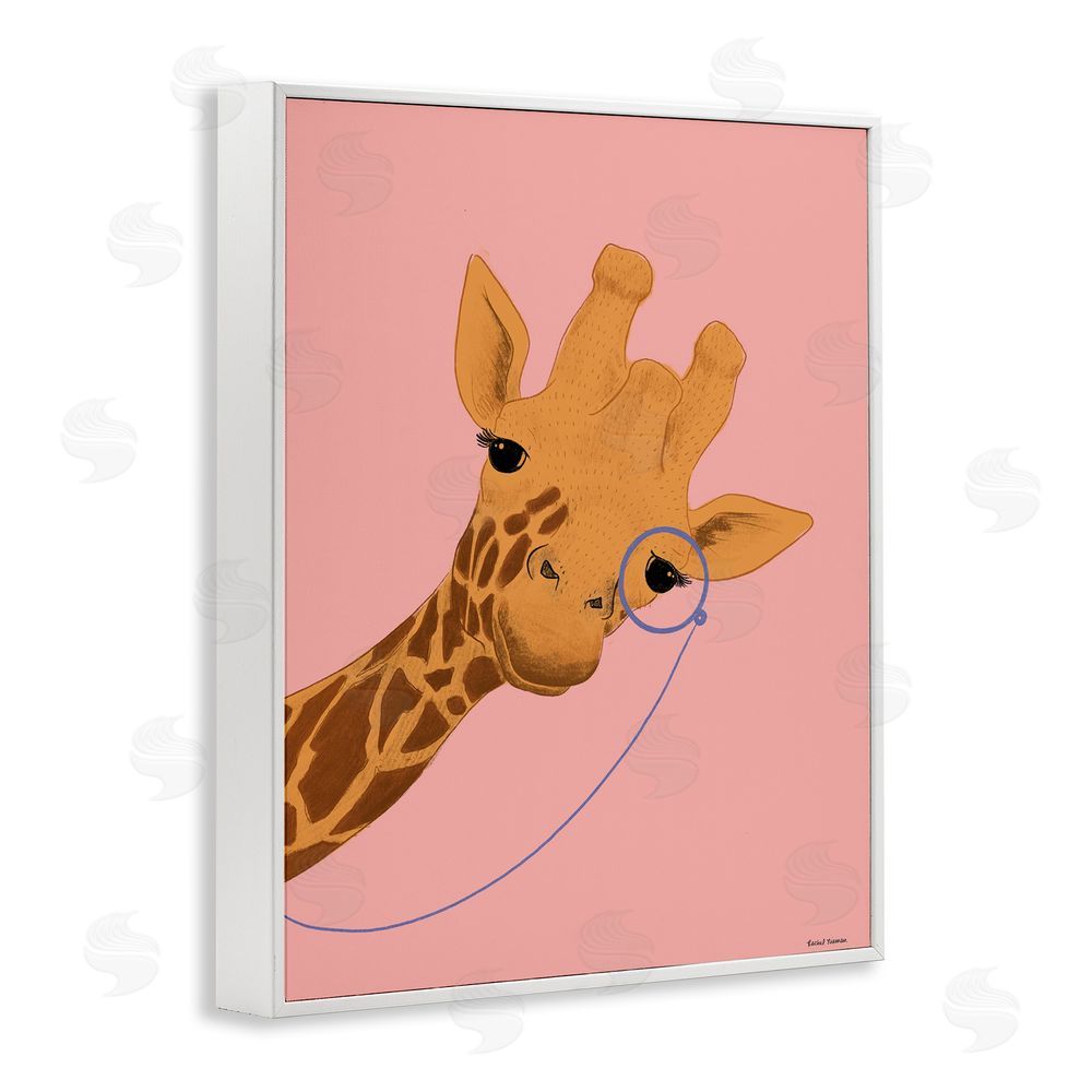 Rachel Nieman Playful Giraffe with Monocle White Framed Giclee Wall Art Print