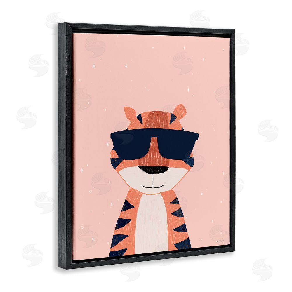 Rachel Nieman Cool Tiger in Sunglasses Black Floating Frame Canvas Wall Art Print