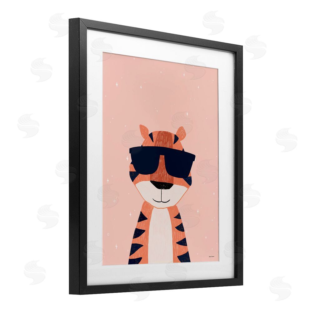 Rachel Nieman Cool Tiger in Sunglasses Black Framed Print Under Glass Wall Art