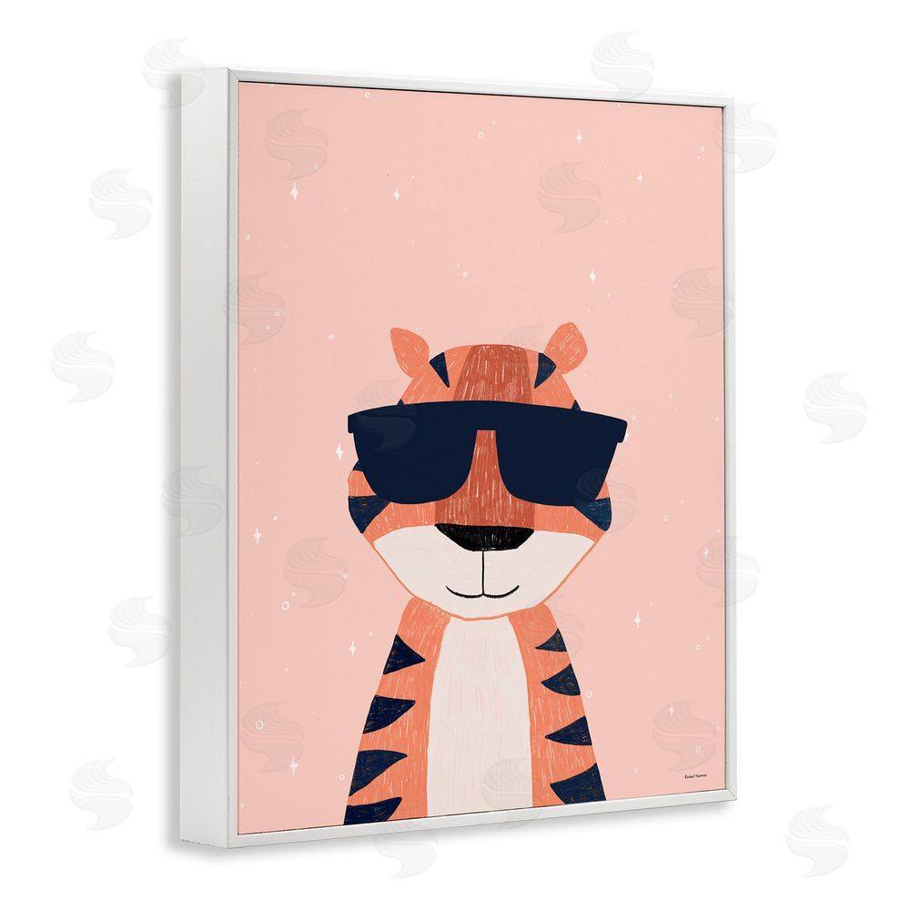 Rachel Nieman Cool Tiger in Sunglasses White Framed Giclee Wall Art Print