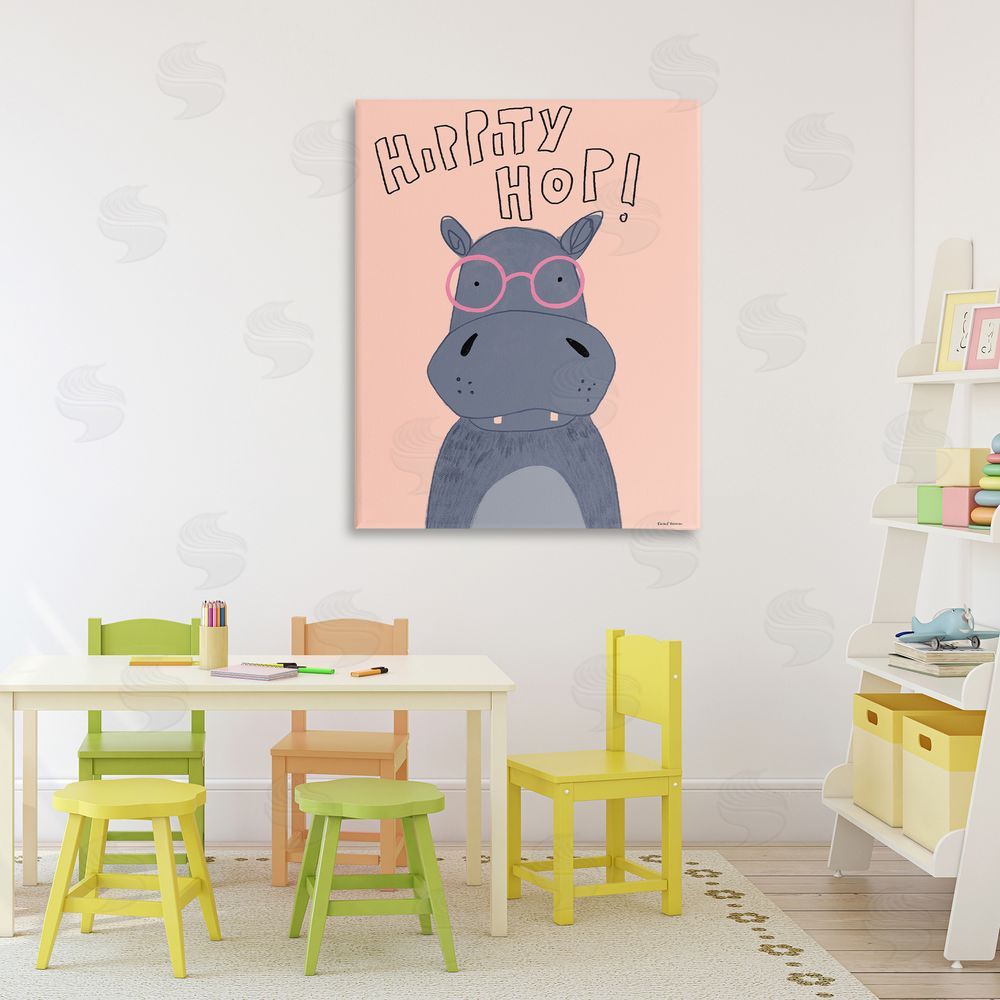 Rachel Nieman Hippity Hop Hippo Canvas Wall Art Print in Room