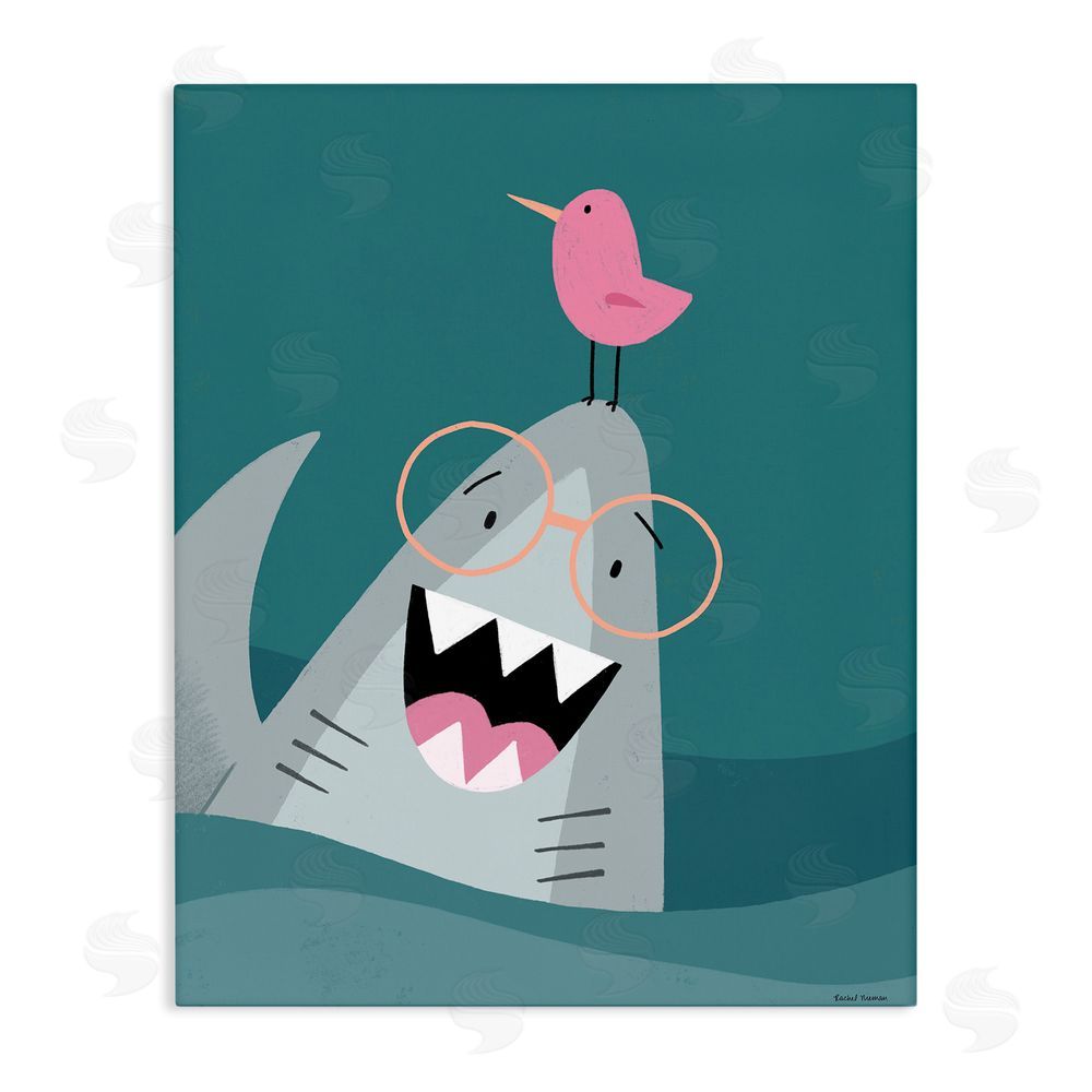 Rachel Nieman The Friendliest Shark Stretched Canvas Wall Art Print