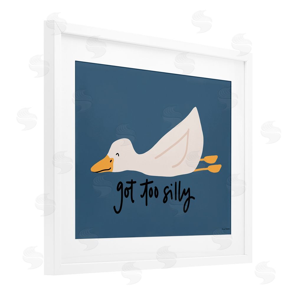 Rachel Nieman Got Too Silly Duck White Framed Print Under Glass Wall Art