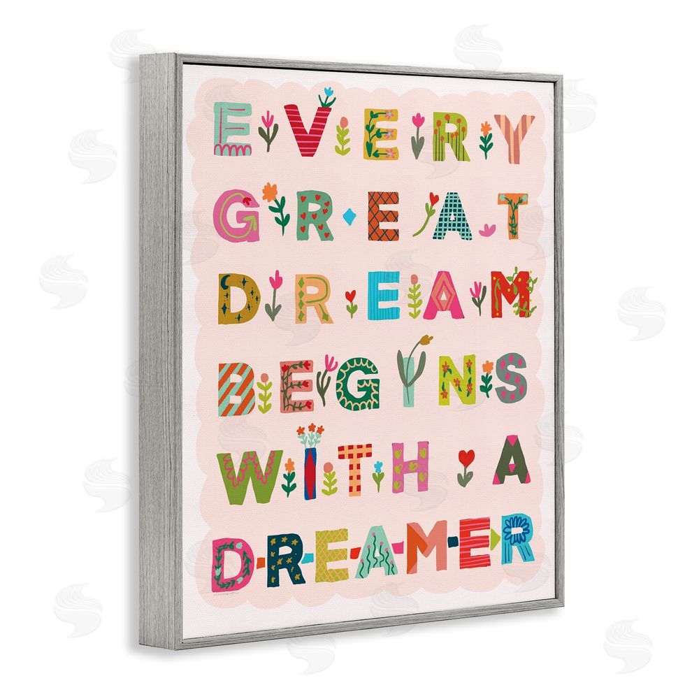 Kamdon Kreations Every Great Dream Gray Framed Giclee Wall Art Print