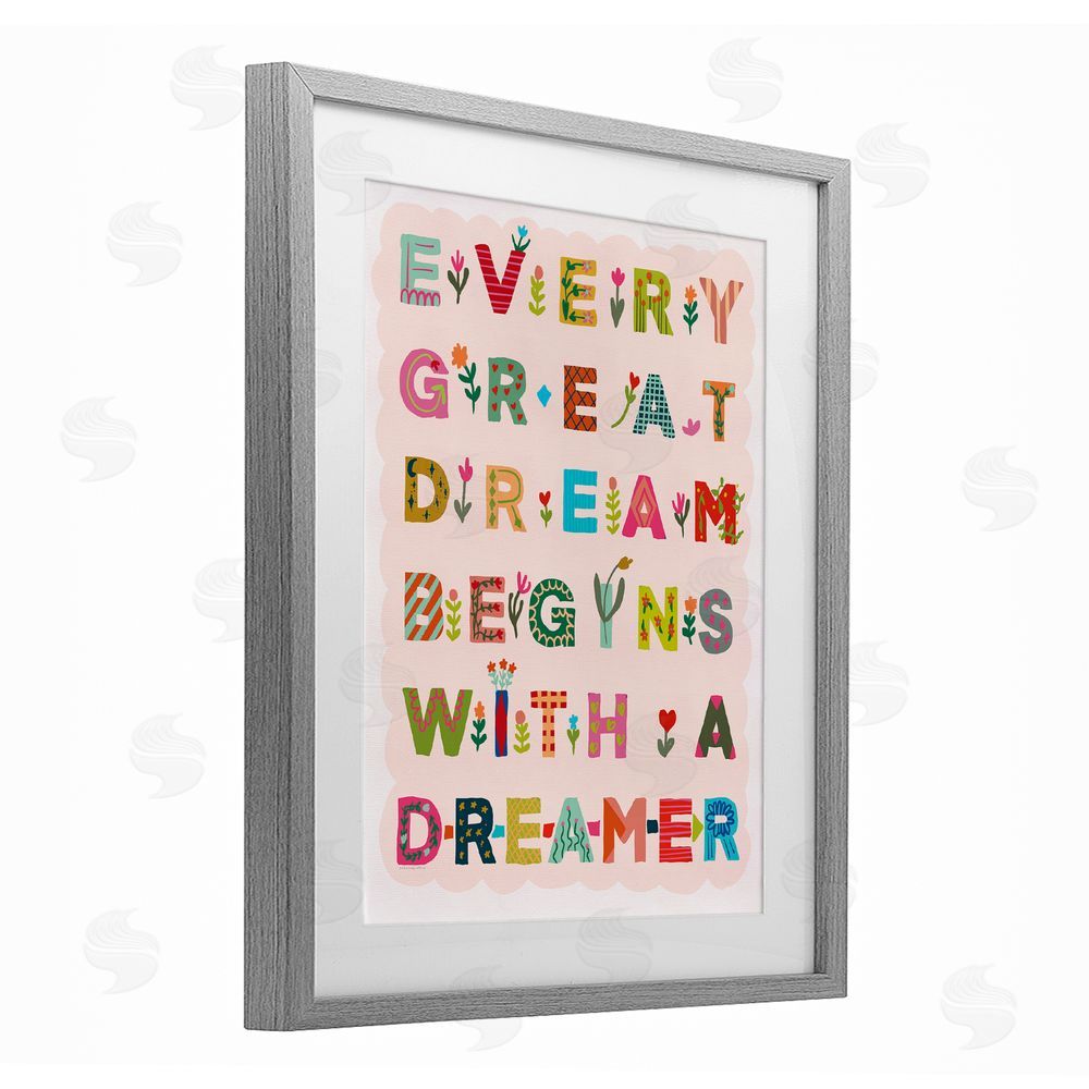 Kamdon Kreations Every Great Dream Gray Framed Print Under Glass Wall Art