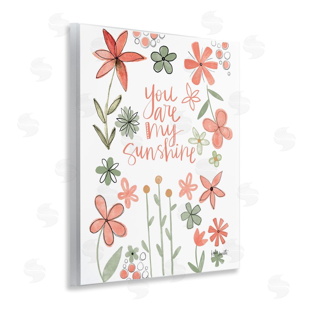 Katie Doucette You Are Sunshine with Florals Wall Plaque Art Print