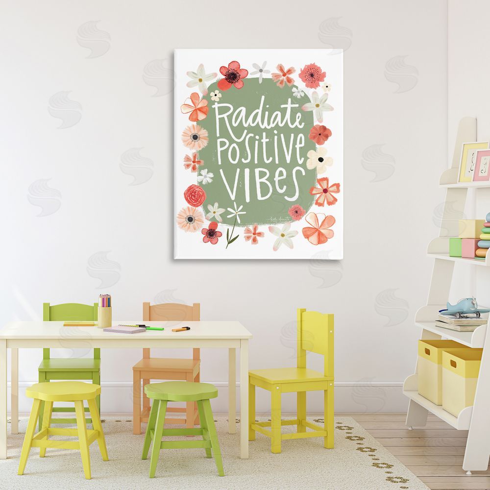 Katie Doucette Floral Radiate Positive Vibes Canvas Wall Art Print in Room